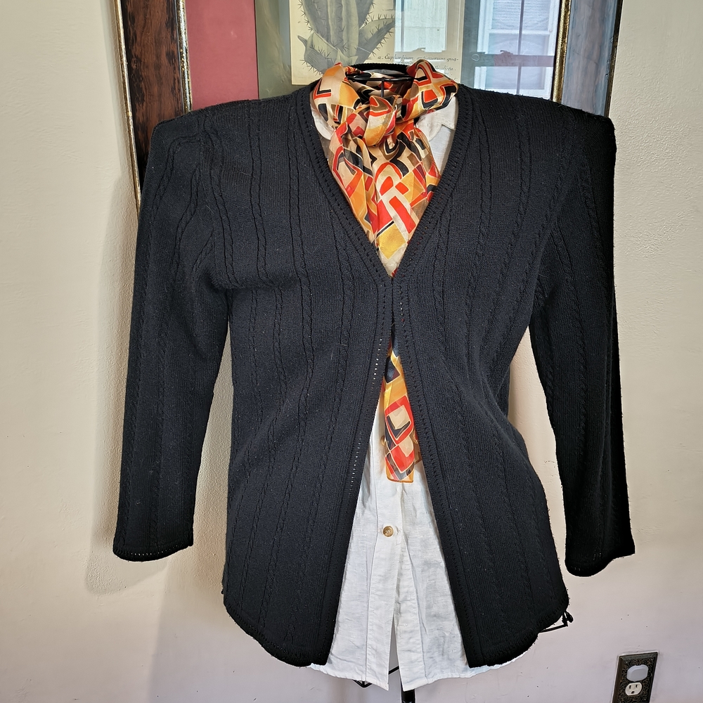 Vintage San Remo by Laura knits 70s black knit cardigan